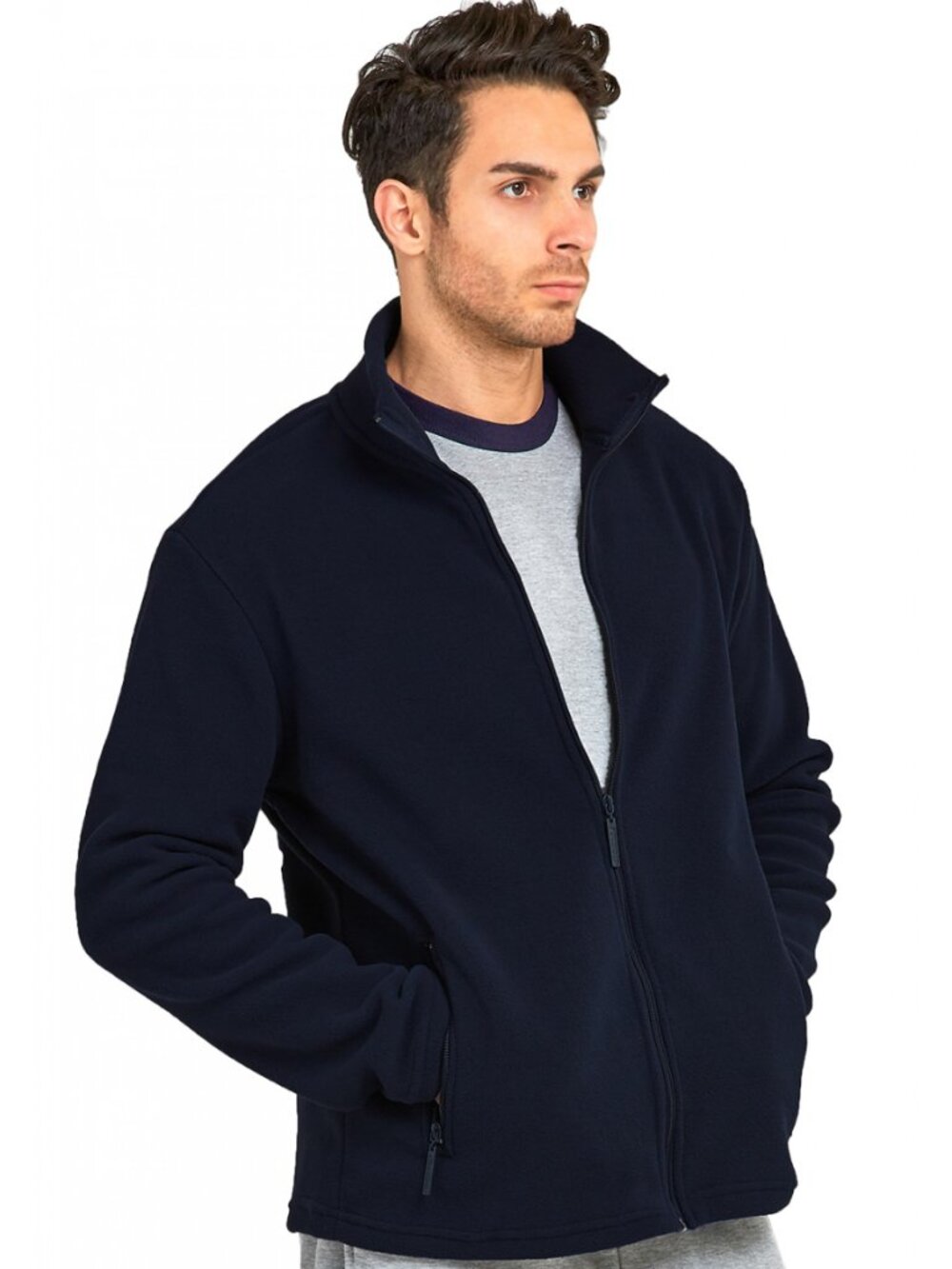 $15 SALE Men's Knocker Polar Fleece Full Zip Pullover - Navy